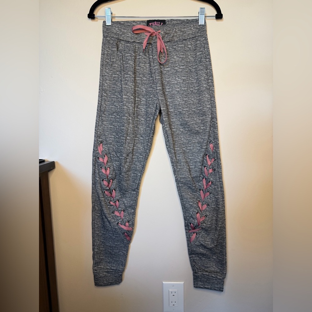 Thrill Gray Joggers with Pink Accents